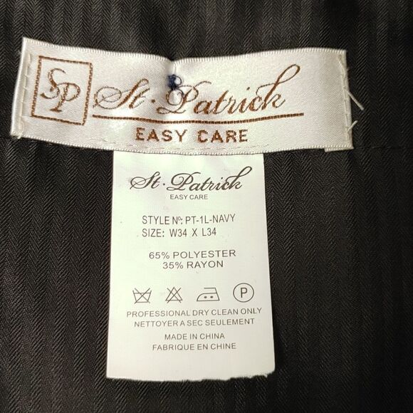 ST. PATRICK NAVY POLY/RAYON PLEATED DRESS SLACK. - Picture 5 of 7